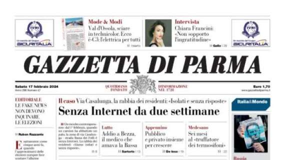 La Gazzetta di Parma in prima pagina sui crociati: "Oggi al Tardini arriva il Pisa"