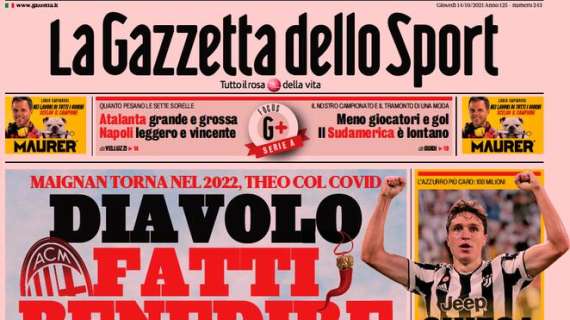 L'apertura de La Gazzetta dello Sport sul Milan senza pace: "Diavolo, fatti benedire"