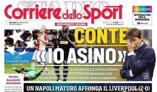 Corriere dello Sport: "Conte: 'Io asino'"