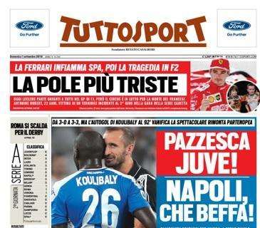 L'apertura di Tuttosport: "Pazzesca Juve! Napoli, che beffa!"
