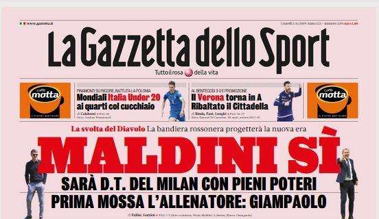 La Gazzetta dello Sport sul Milan: "Maldini sì". Poi spazio alla nuova Serie A