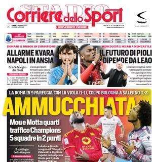 Il Corriere dello Sport apre la prima pagina con la lotta al quarto posto: "Ammucchiata"