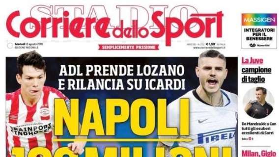 L'apertura de Il Corriere dello Sport: "Napoli 100 milioni"
