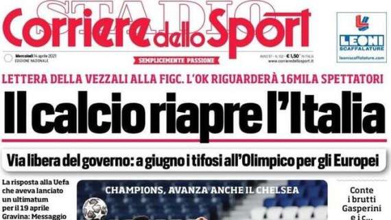 L'apertura del Corriere dello Sport: "Il calcio riapre l'Italia"