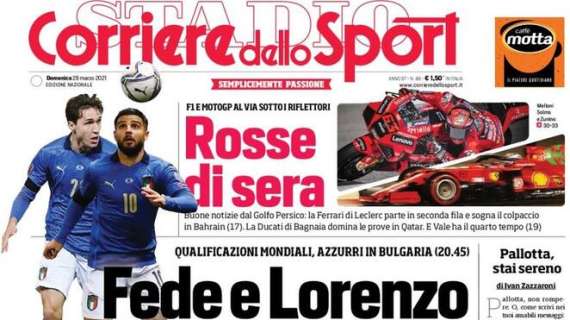 L'apertura del Corriere dello Sport su Chiesa e Insigne: "Fede e Lorenzo, quasi amici"