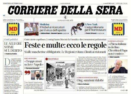 Corriere della Sera: "Calcio, viene blindato il protocollo"