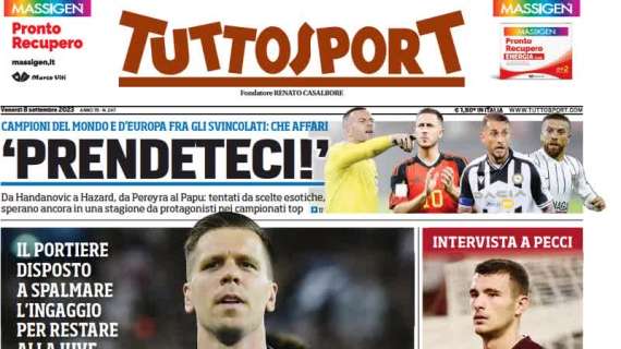 Tuttosport in prima pagina sui bianconeri: "Szczesny punta al rinnovo con la Juventus"