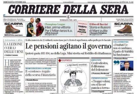 Corriere della Sera, Champions: "Inter, prima vittoria. Per il Milan terko ko"