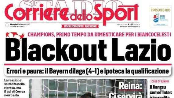 L'apertura del Corriere dello Sport: "Blackout Lazio". Biancocelesti travolti dal Bayern
