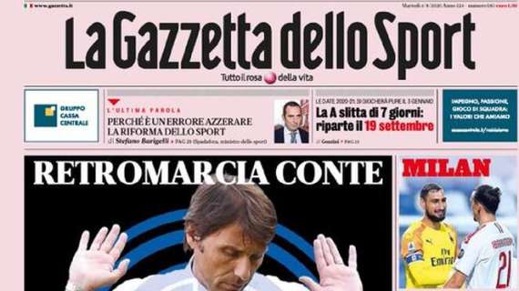 La Gazzetta dello Sport in apertura su Conte: "Io resto qui"