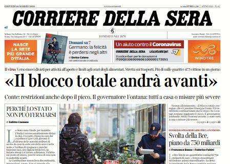 Corriere della Sera: "Il blocco totale andrà avanti"