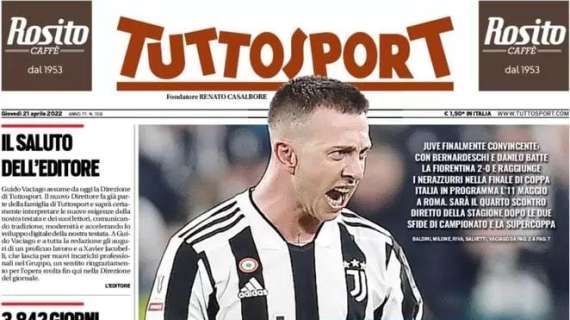 Tuttosport in apertura sulla Juve in finale di Coppa Italia: "Inter, eccoci"