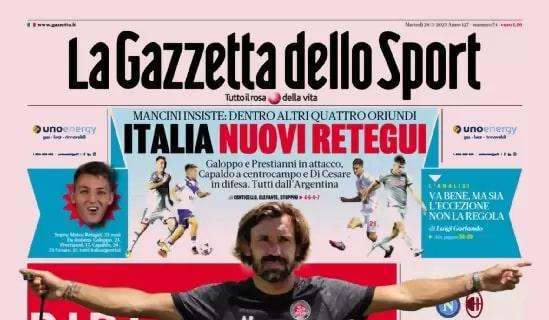 La Gazzetta dello Sport in apertura con Pirlo: "Juve, ci sono"