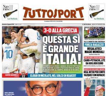 Tuttosport in apertura: "Grande Italia. Juve-Sarri: conferme dall'Inghilterra"