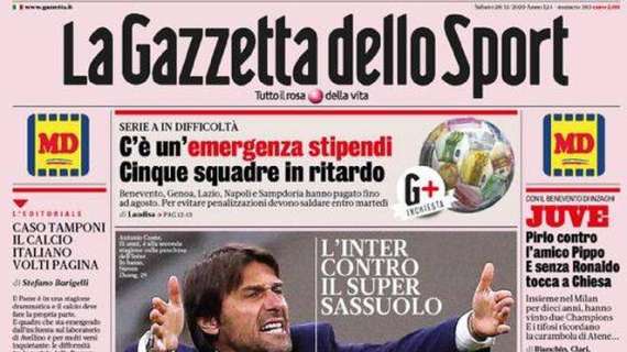 L'apertura de La Gazzetta dello Sport: "Conte, lo scudo di Zhang"