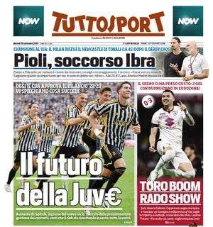 L'apertura di Tuttosport:"Il futuro della Juve. Pioli, soccorso Ibra. Toro boom"