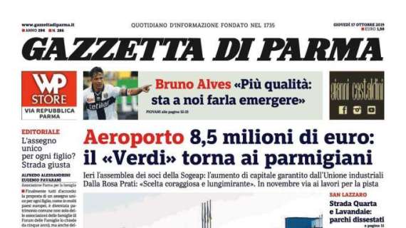 Gazzetta di Parma: "Bruno Alves: 'Più qualità, dobbiamo crescere'"