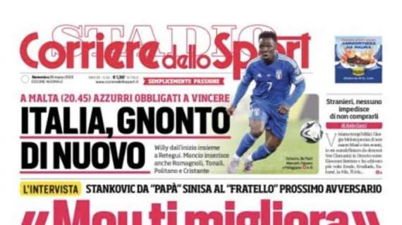Corriere dello Sport sugli Azzurri: "Italia, Gnonto di nuovo"