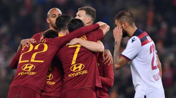 Serie A, Roma batte Bologna 2-1: giallorossi a -1 dal quarto posto