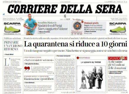 Corriere della Sera: "Italia senza gol. Si inceppa sul più bello"