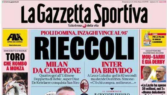L'apertura de La Gazzetta Sportiva sui successi di Milan e Inter: "Rieccoli"