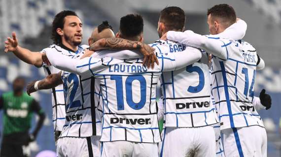 Serie A, l'Inter ridimensiona il Sassuolo: 3-0 e aggancio ai neroverdi