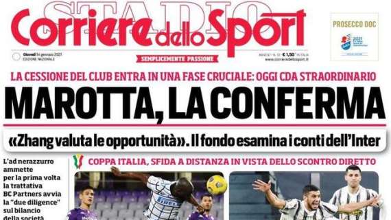 L'apertura del Corriere dello Sport sul futuro societario dell'Inter: "Marotta, la conferma"