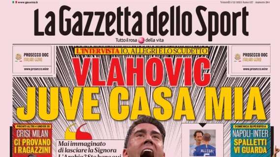 La Gazzetta dello Sport in apertura con Vlahovic: "Juve casa mia"