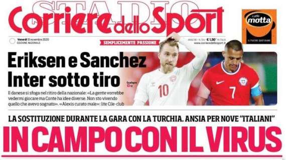 L'apertura del Corriere dello Sport su Vida e la paura in Serie A: "In campo con il virus"