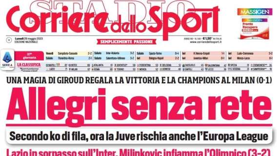 Corriere dello Sport sulla Juventus ko: "Allegri senza rete"