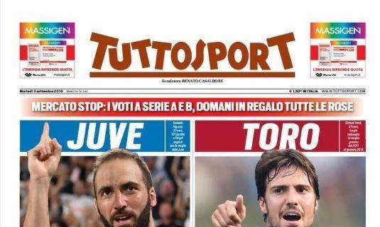 Tuttosport: "Juve, Higuain il colpo" e "Toro, preso Verdi"