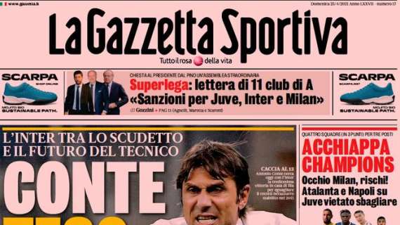 L'apertura de La Gazzetta dello Sport sull'Inter: "Conte teso alla meta"