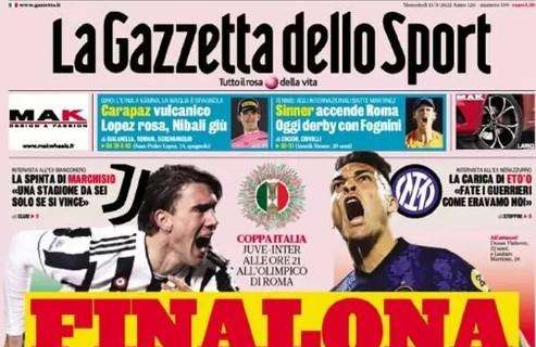 La Gazzetta dello Sport su Juventus-Inter di Coppa Italia: "Finalona"