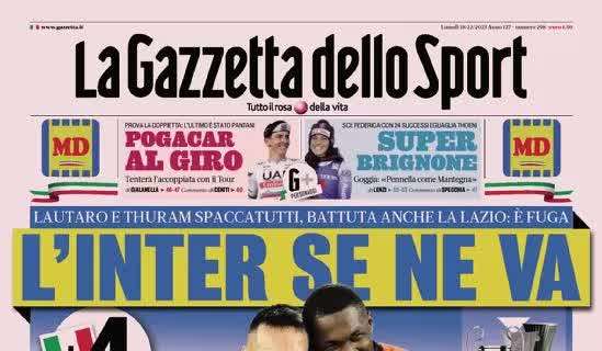 La Gazzetta dello Sport in apertura sulla prima fuga della capolista: "L'Inter se ne va"