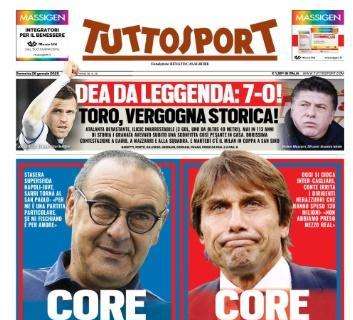L'apertura di Tuttosport su Sarri e Conte: "Core grato, core 'ngrato"