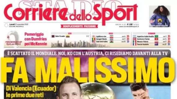 Corriere dello Sport sull'Italia senza Mondiale e ko con l'Austria: "Fa malissimo"