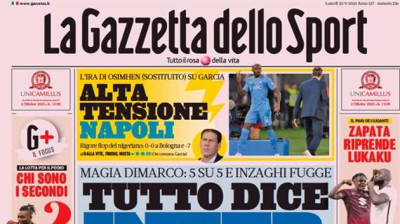 La prima pagina de La Gazzetta dello Sport sulla Serie A: "Tutto dice Inter"