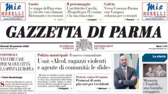 La Gazzetta di Parma in apertura: "Verso Cosenza-Parma con Vazquez colonna per i crociati"