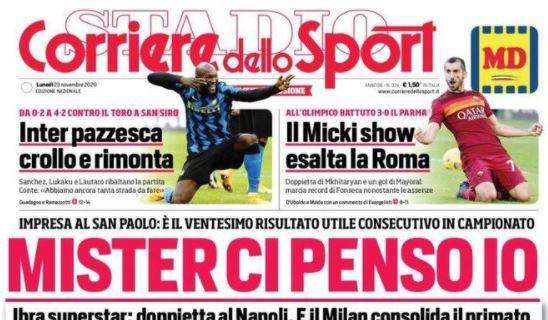 L'apertura del Corriere dello Sport: "Il Micki show esalta la Roma"