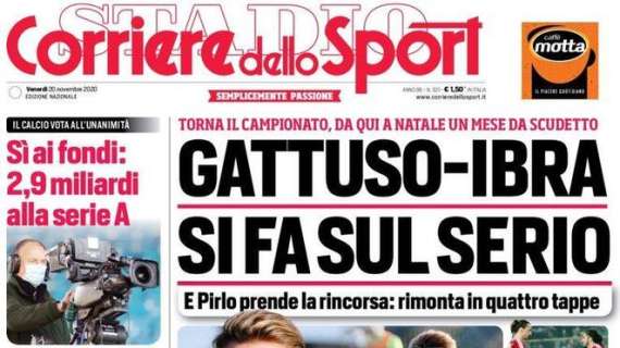 L'apertura del Corriere dello Sport su Napoli-Milan: "Gattuso-Ibra, si fa sul serio"