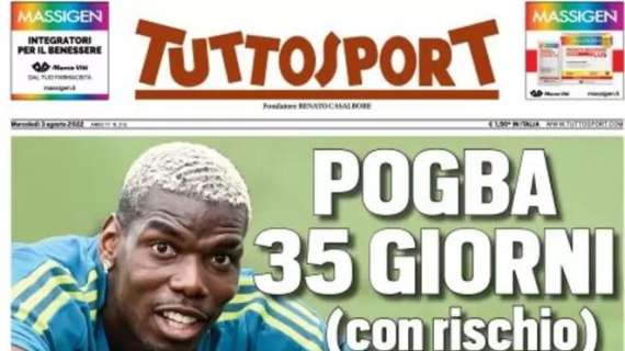 Tuttosport in prima pagina sulla scelta del giocatore juventino: "Pogba 35 giorno (forse)"