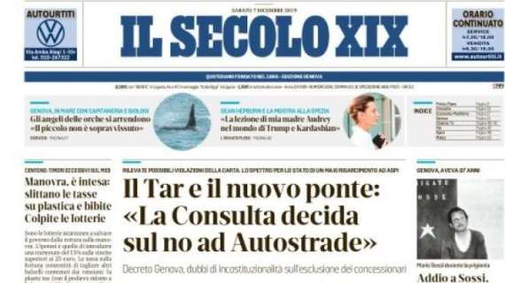 Il Secolo XIX: "Mister Ranieri festeggia 1000 panchine in Samp-Parma"