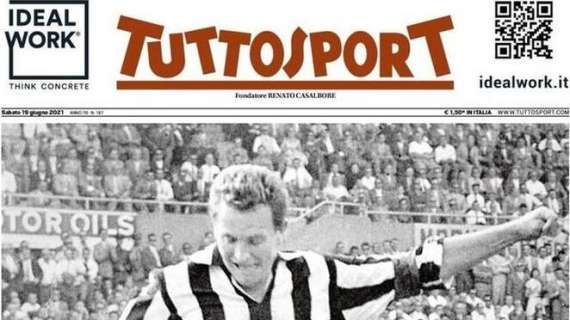 Tuttosport a tutta pagina con foto di Salvatore Giglio: "Boniperti la Juve"