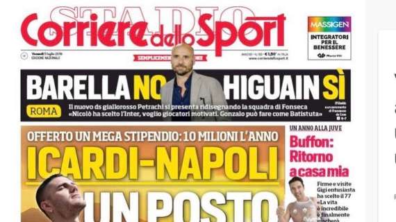 Corriere dello Sport su Icardi al Napoli: "Un posto al sole"