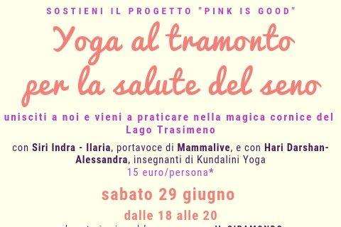 Sabato al Trasimeno "Yoga al tramonto per la salute del seno": iniziativa del Perugia Runing Team Pink is Good