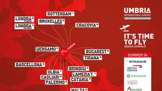 Ecco tutti i dettagli delle nuove rotte dell'aeroporto di Perugia per la nuova stagione 