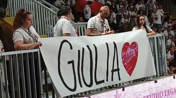 Anche la tifoseria della Sir Perugia ha lanciato un messaggio per Giulia dagli spalti del PalaBarton