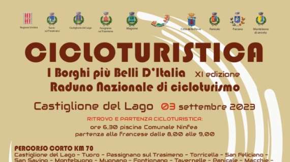 Domani c'è la Cicloturistica “I Borghi più belli d’Italia” con partenza ed arrivo a Castiglione del Lago