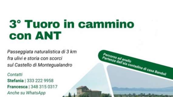 Camminare insieme per solidarietà: domenica 23 c'è “Tuoro in Cammino con ANT”