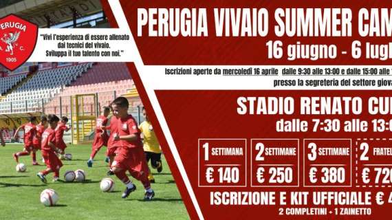 Il Perugia Calcio propone il "Summer Vivaio Camp 2025" dal 16 giugno al 6 luglio